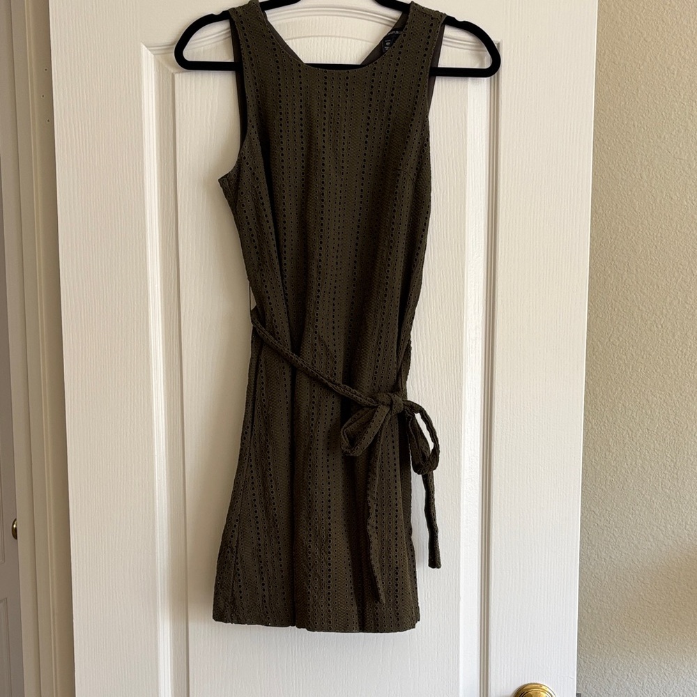 Banana Republic Dark Olive Eyelet Mini Dress